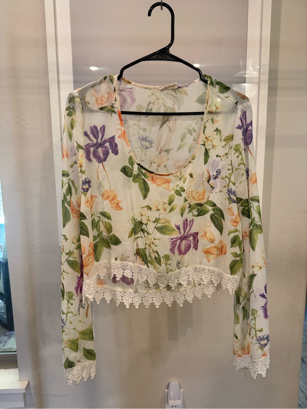 Show Me Your Mumu Chappell Floral Long Sleeves Semi Sheer Top
